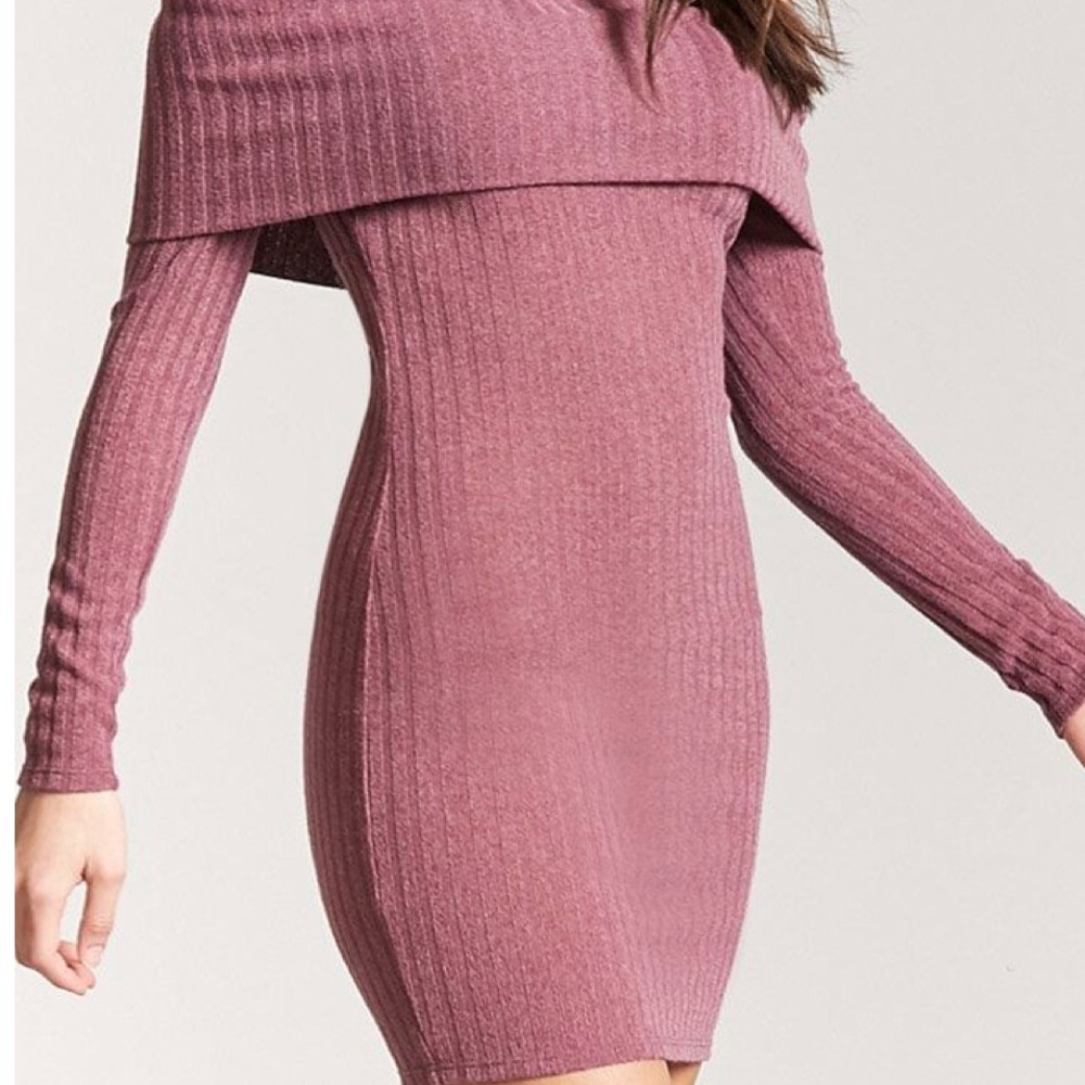 Off-Shoulder Ribbed Knit Dress